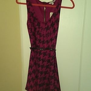 Purple & black skater dress with belt. Size small